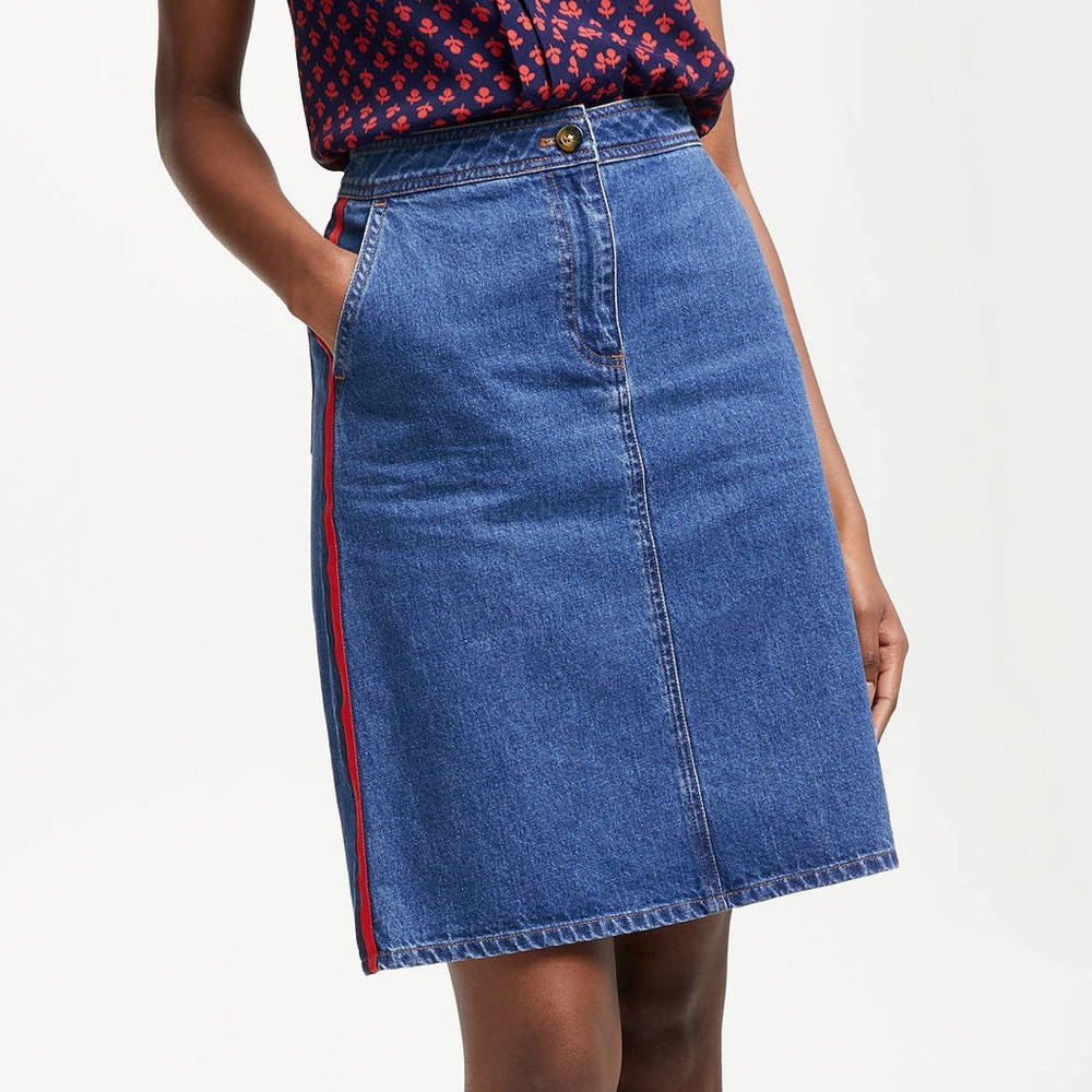 NWT Boden Penny Denim Skirt Mid Vintage Wash Sz 6